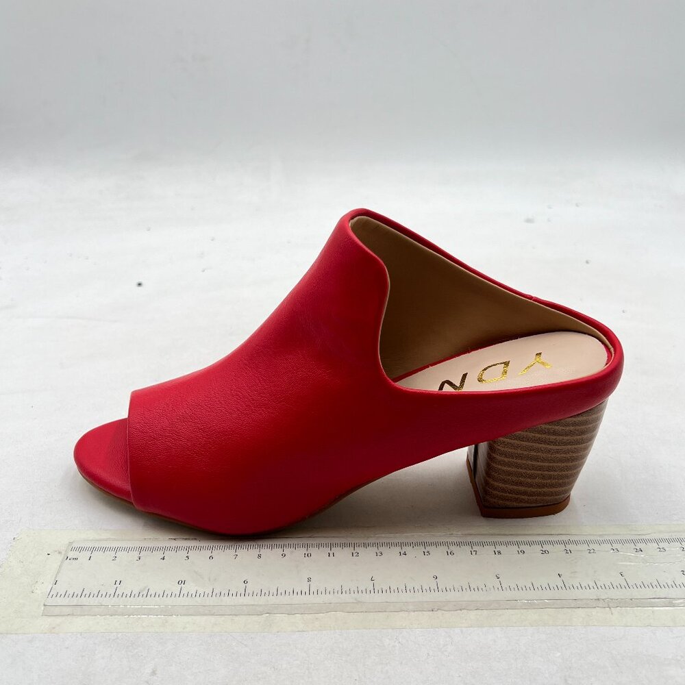 Ydn Red Open Toe Mules Slip On Block Heeled Slide… - image 1